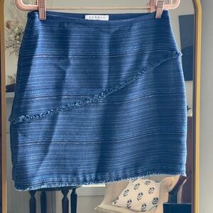 Sandro NWOT Dakota Blue Striped Fringe Women's Skirt with Metallic Detail